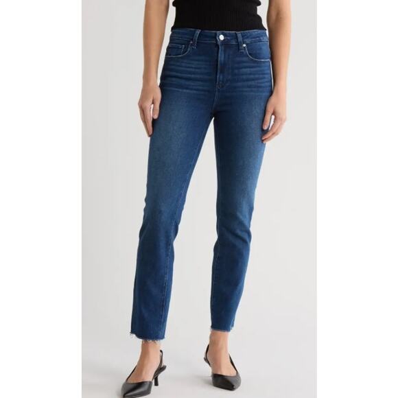 PAIGE Cindy High Waist Straight Leg Jeans Aegean Dist Size 28 Choppy Hem - Picture 3 of 10